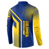 Colombia Flag Colors Button Sweatshirt with National Crest and Libertad y Orden Motto Design - Wonder Print Shop