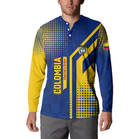 Colombia Flag Colors Button Sweatshirt with National Crest and Libertad y Orden Motto Design - Wonder Print Shop