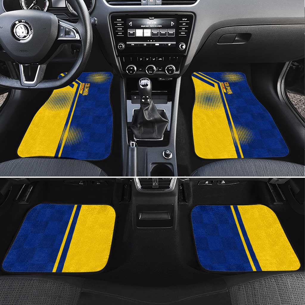 Colombia Flag Colors Car Mats with National Crest and Libertad y Orden Motto Design - Wonder Print Shop