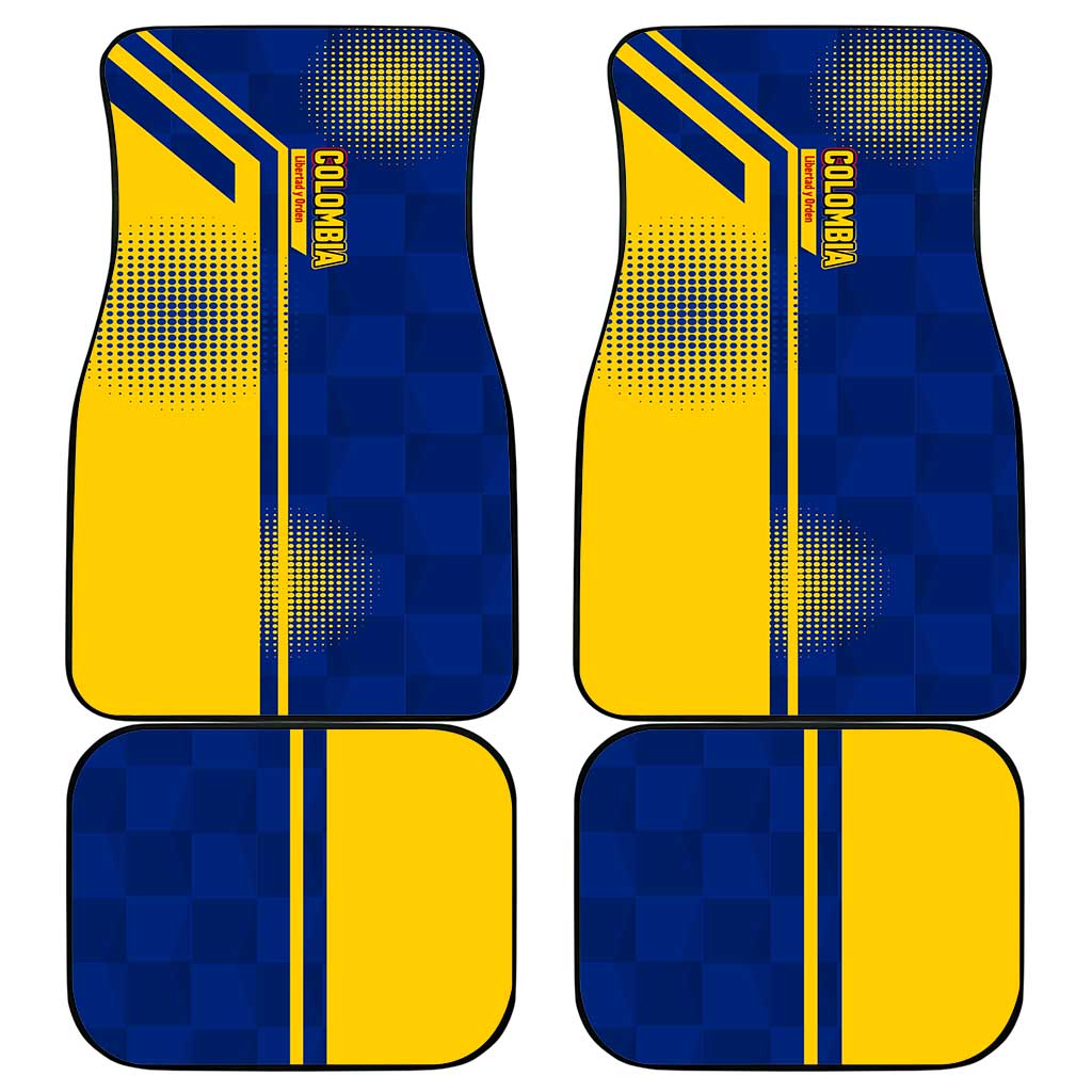 Colombia Flag Colors Car Mats with National Crest and Libertad y Orden Motto Design - Wonder Print Shop