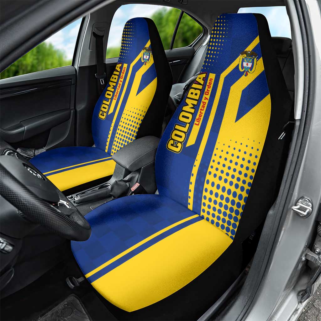 Colombia Flag Colors Car Seat Cover with National Crest and Libertad y Orden Motto Design - Wonder Print Shop