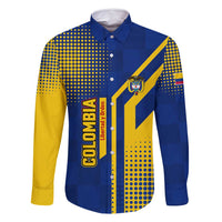 Colombia Flag Colors Family Matching Long Sleeve Bodycon Dress and Hawaiian Shirt with National Crest and Libertad y Orden Motto Design - Wonder Print Shop