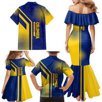 Colombia Flag Colors Family Matching Mermaid Dress and Hawaiian Shirt with National Crest and Libertad y Orden Motto Design - Wonder Print Shop