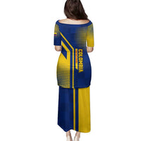 Colombia Flag Colors Family Matching Puletasi and Hawaiian Shirt with National Crest and Libertad y Orden Motto Design - Wonder Print Shop