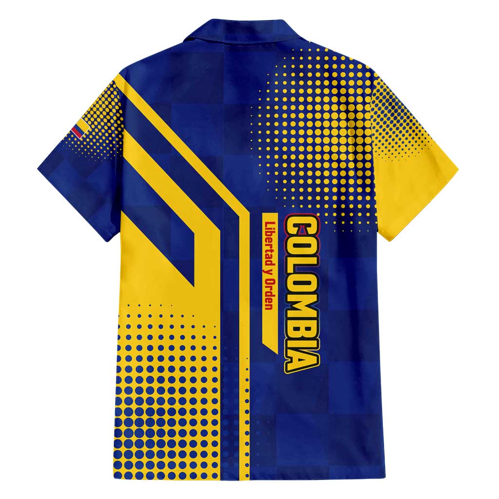 Colombia Flag Colors Family Matching Short Sleeve Bodycon Dress and Hawaiian Shirt with National Crest and Libertad y Orden Motto Design - Wonder Print Shop