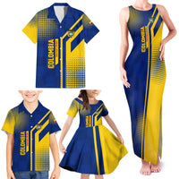 Colombia Flag Colors Family Matching Tank Maxi Dress and Hawaiian Shirt with National Crest and Libertad y Orden Motto Design - Wonder Print Shop