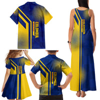 Colombia Flag Colors Family Matching Tank Maxi Dress and Hawaiian Shirt with National Crest and Libertad y Orden Motto Design - Wonder Print Shop