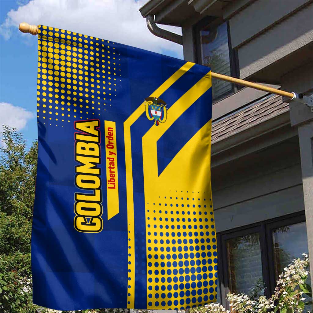 Colombia Flag Colors Garden Flag with National Crest and Libertad y Orden Motto Design - Wonder Print Shop
