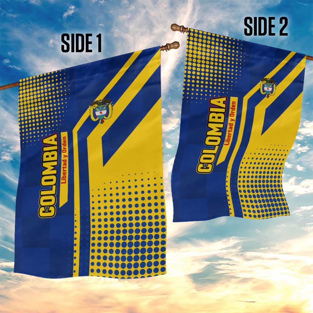 Colombia Flag Colors Garden Flag with National Crest and Libertad y Orden Motto Design - Wonder Print Shop