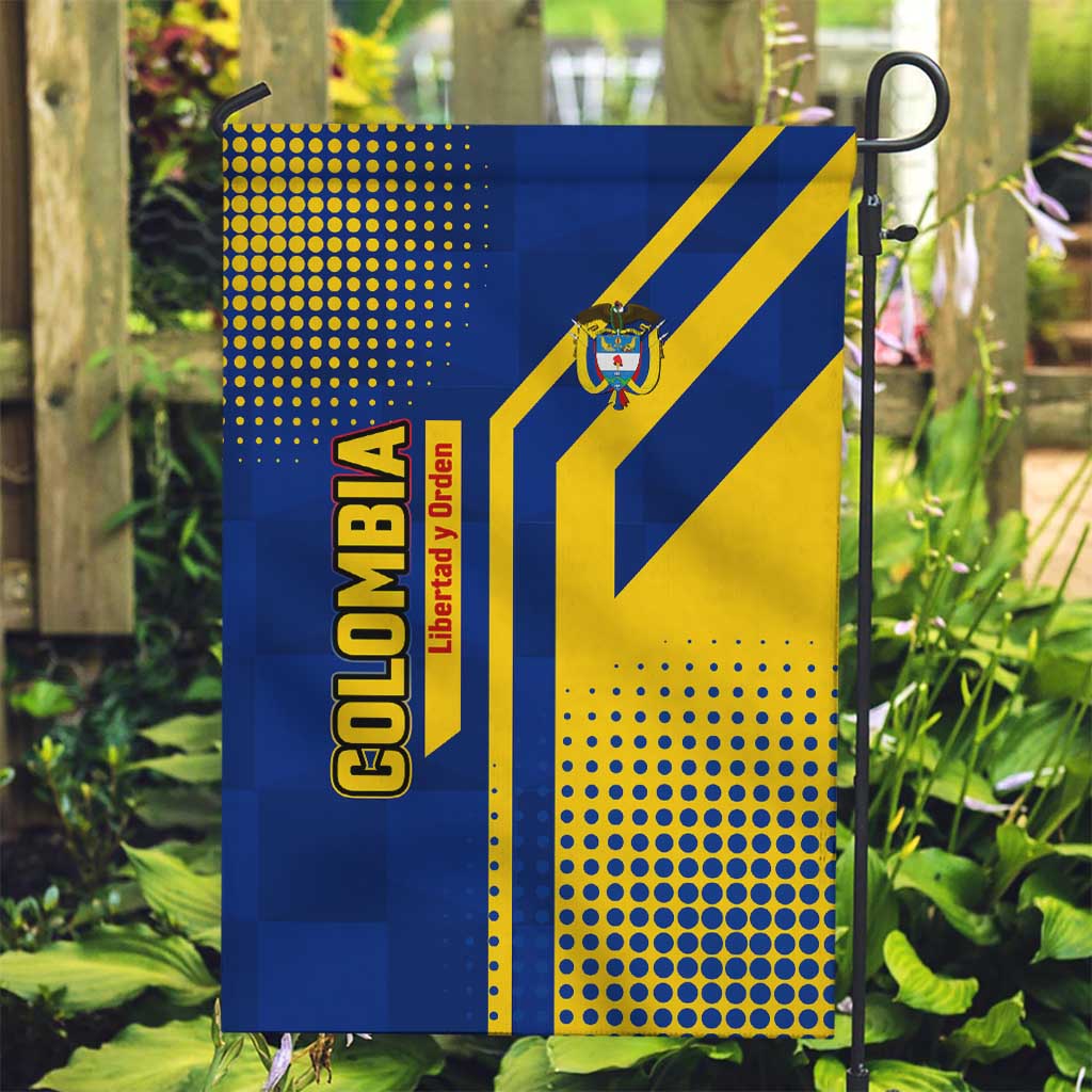 Colombia Flag Colors Garden Flag with National Crest and Libertad y Orden Motto Design - Wonder Print Shop