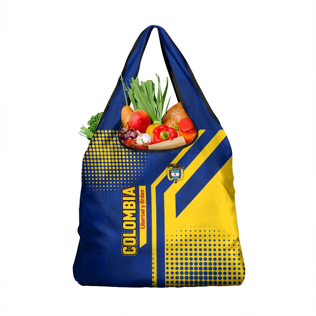 Colombia Flag Colors Grocery Bag with National Crest and Libertad y Orden Motto Design - Wonder Print Shop