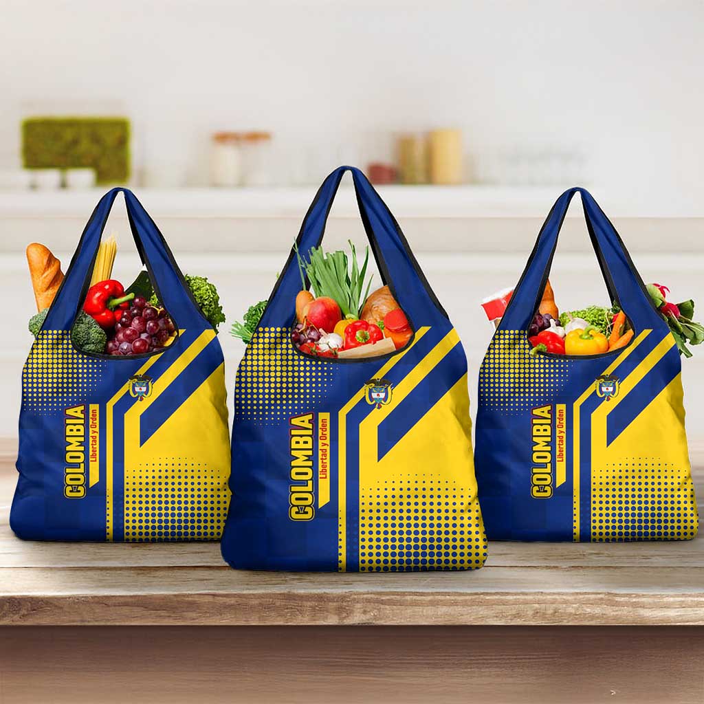 Colombia Flag Colors Grocery Bag with National Crest and Libertad y Orden Motto Design - Wonder Print Shop