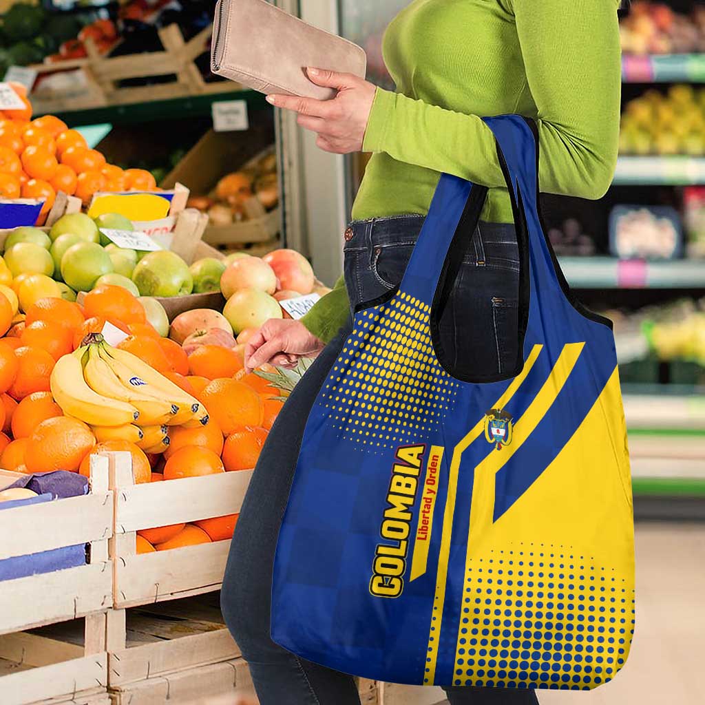 Colombia Flag Colors Grocery Bag with National Crest and Libertad y Orden Motto Design - Wonder Print Shop