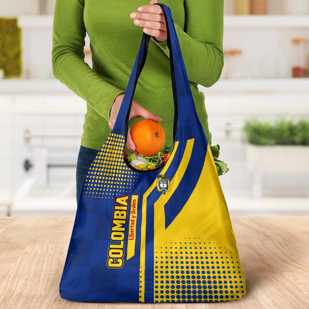 Colombia Flag Colors Grocery Bag with National Crest and Libertad y Orden Motto Design - Wonder Print Shop