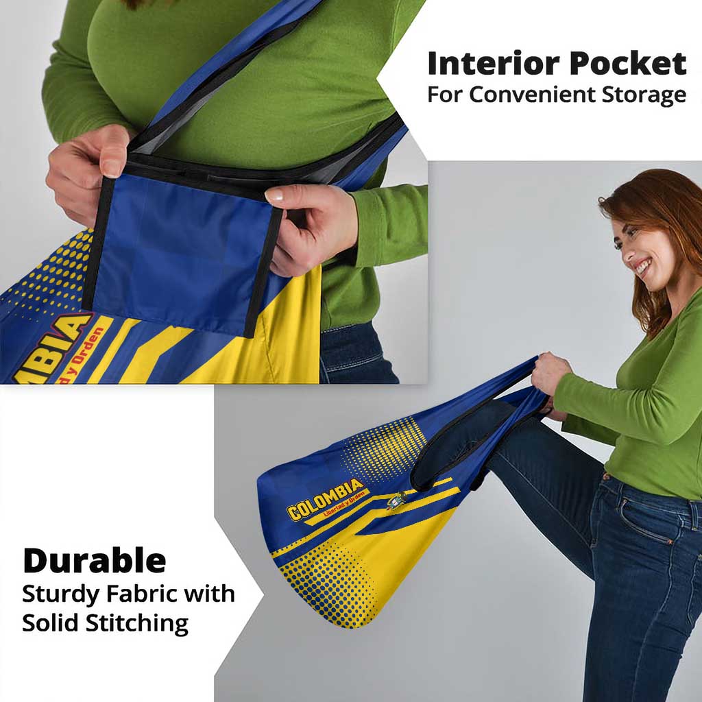 Colombia Flag Colors Grocery Bag with National Crest and Libertad y Orden Motto Design - Wonder Print Shop