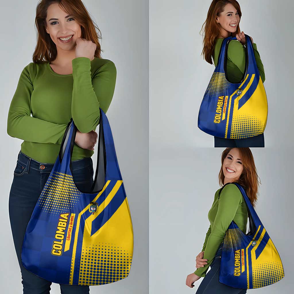 Colombia Flag Colors Grocery Bag with National Crest and Libertad y Orden Motto Design - Wonder Print Shop