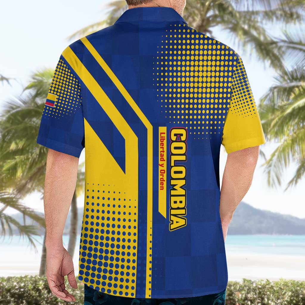 Colombia Flag Colors Hawaiian Shirt with National Crest and Libertad y Orden Motto Design - Wonder Print Shop
