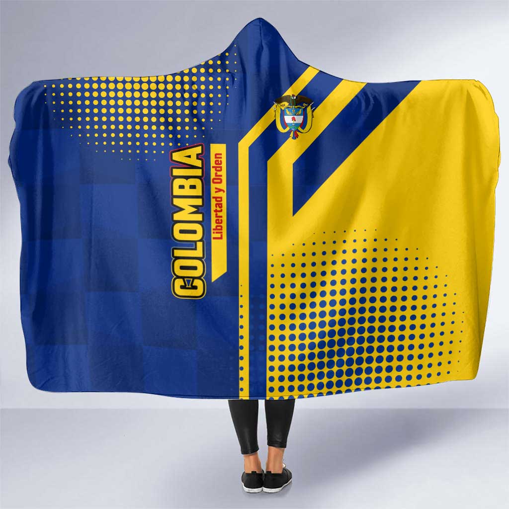 Colombia Flag Colors Hooded Blanket with National Crest and Libertad y Orden Motto Design - Wonder Print Shop