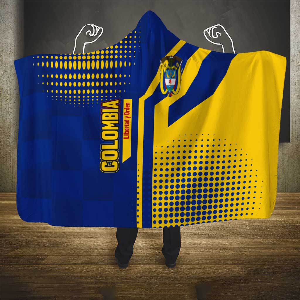 Colombia Flag Colors Hooded Blanket with National Crest and Libertad y Orden Motto Design - Wonder Print Shop