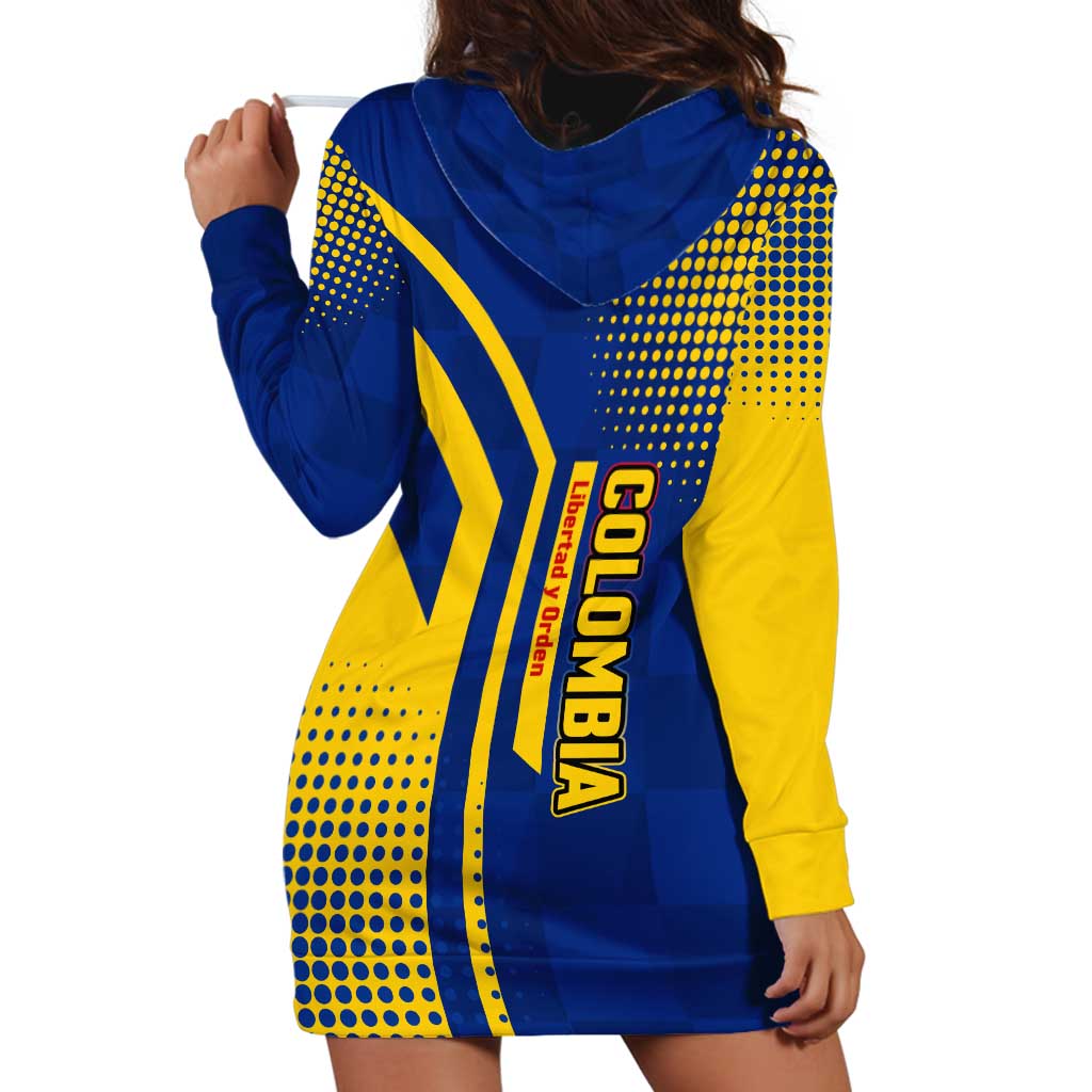 Colombia Flag Colors Hoodie Dress with National Crest and Libertad y Orden Motto Design - Wonder Print Shop