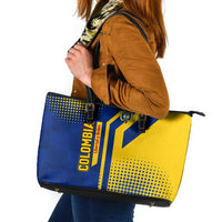 Colombia Flag Colors Leather Tote Bag with National Crest and Libertad y Orden Motto Design - Wonder Print Shop