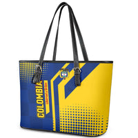 Colombia Flag Colors Leather Tote Bag with National Crest and Libertad y Orden Motto Design - Wonder Print Shop