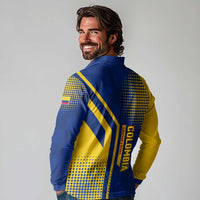 Colombia Flag Colors Long Sleeve Polo Shirt with National Crest and Libertad y Orden Motto Design - Wonder Print Shop