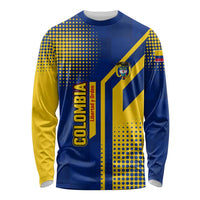 Colombia Flag Colors Long Sleeve Shirt with National Crest and Libertad y Orden Motto Design - Wonder Print Shop