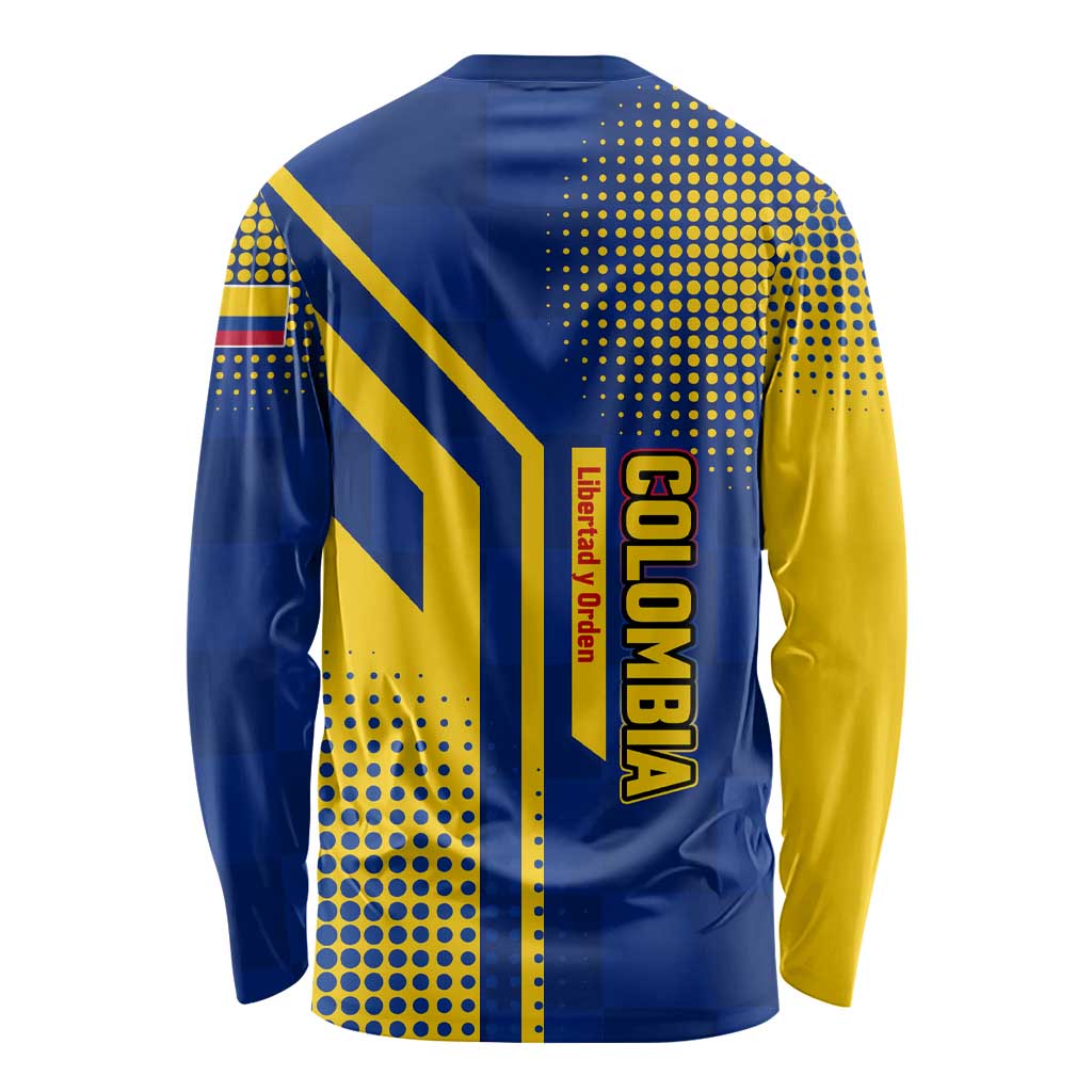 Colombia Flag Colors Long Sleeve Shirt with National Crest and Libertad y Orden Motto Design - Wonder Print Shop