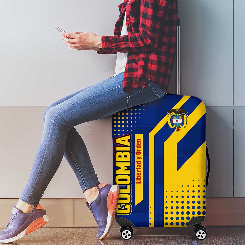 Colombia Flag Colors Luggage Cover with National Crest and Libertad y Orden Motto Design - Wonder Print Shop