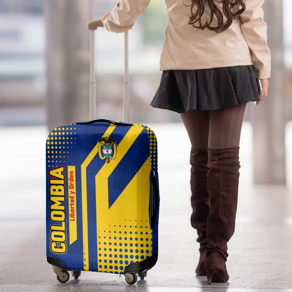 Colombia Flag Colors Luggage Cover with National Crest and Libertad y Orden Motto Design - Wonder Print Shop