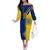 Colombia Flag Colors Off The Shoulder Long Sleeve Dress with National Crest and Libertad y Orden Motto Design - Wonder Print Shop