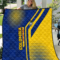 Colombia Flag Colors Quilt with National Crest and Libertad y Orden Motto Design - Wonder Print Shop