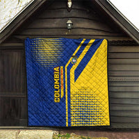 Colombia Flag Colors Quilt with National Crest and Libertad y Orden Motto Design - Wonder Print Shop