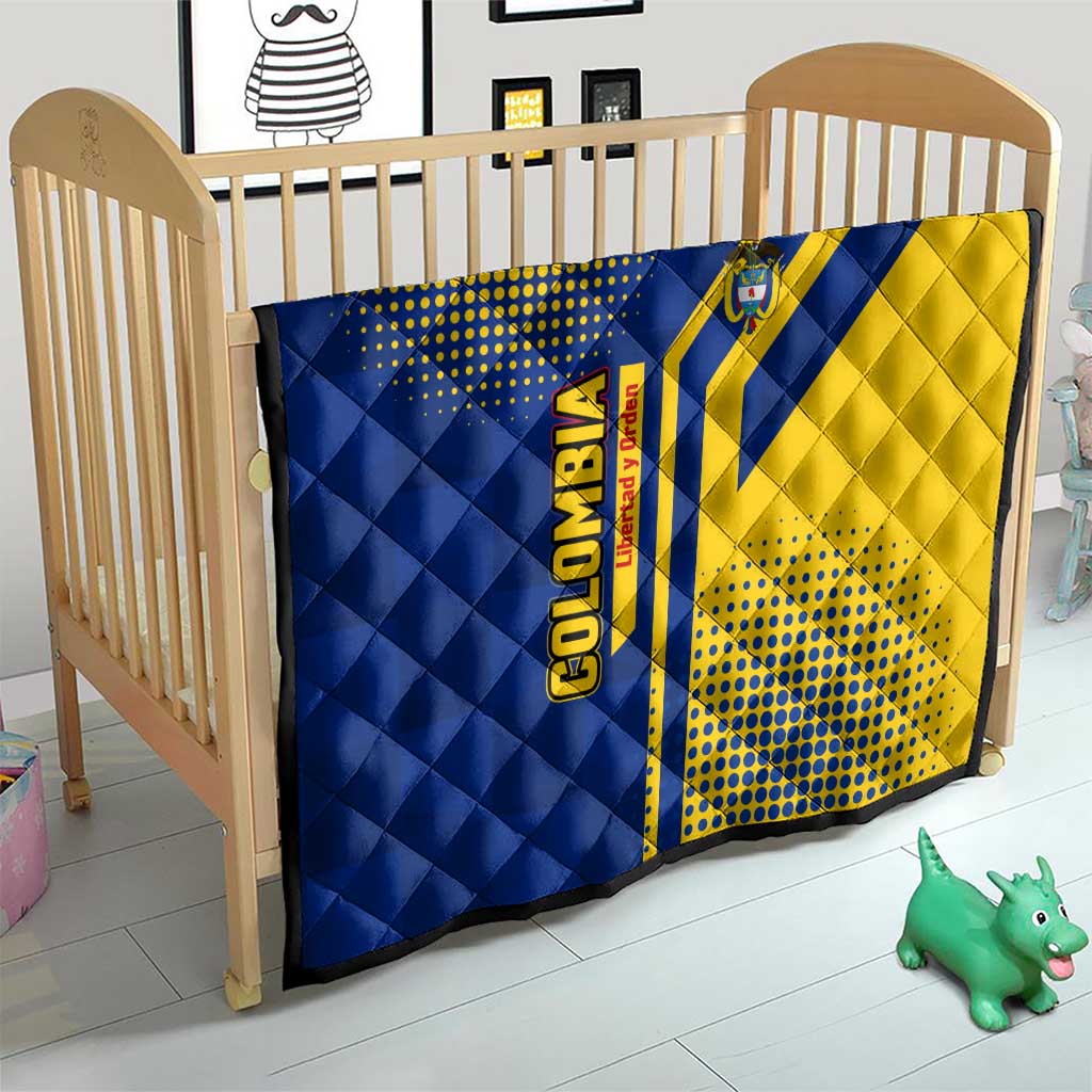 Colombia Flag Colors Quilt with National Crest and Libertad y Orden Motto Design - Wonder Print Shop