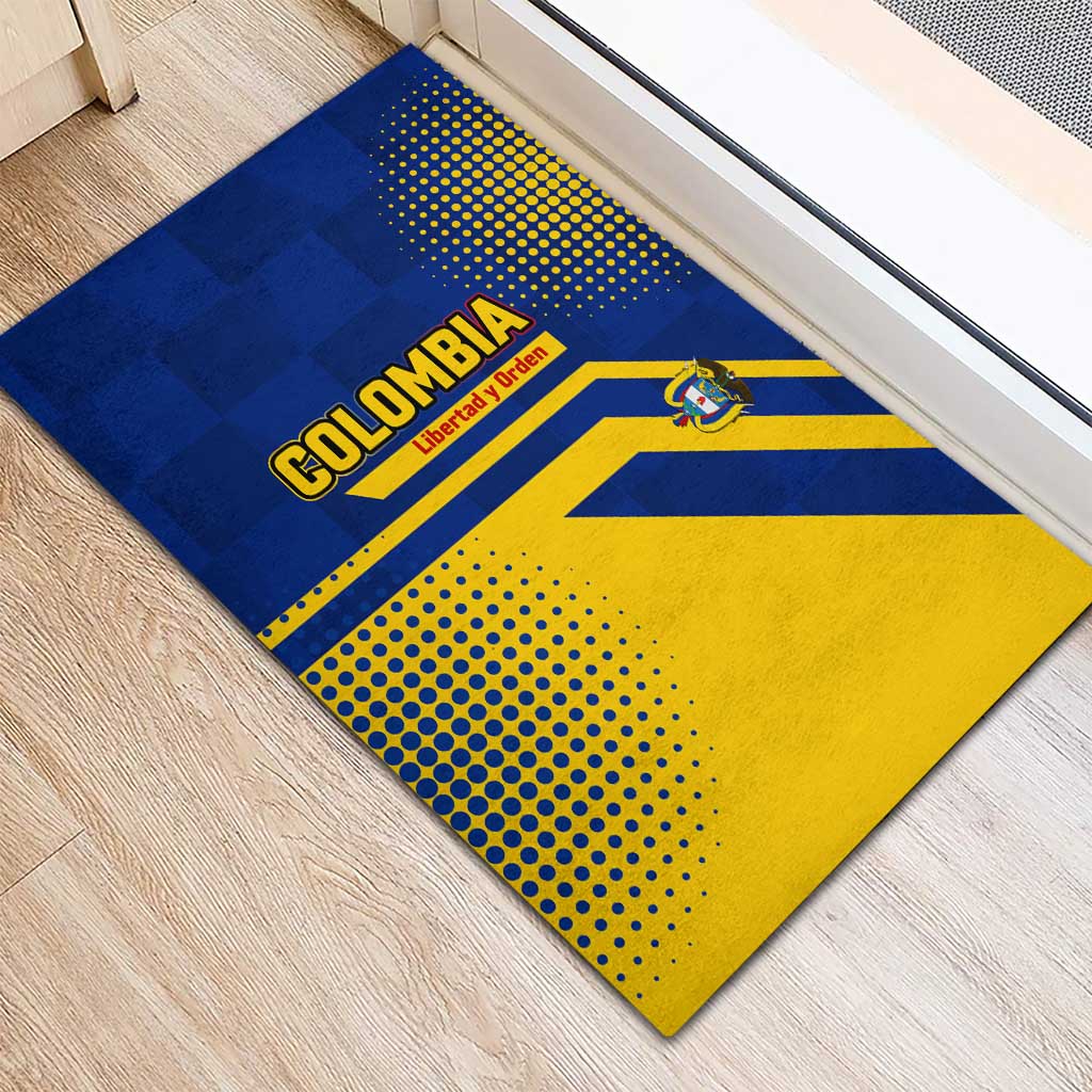 Colombia Flag Colors Rubber Doormat with National Crest and Libertad y Orden Motto Design - Wonder Print Shop