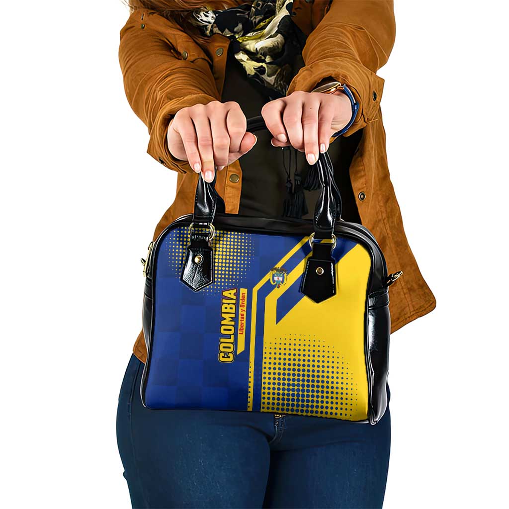 Colombia Flag Colors Shoulder Handbag with National Crest and Libertad y Orden Motto Design - Wonder Print Shop