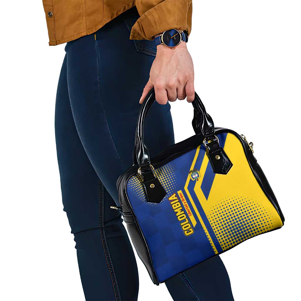 Colombia Flag Colors Shoulder Handbag with National Crest and Libertad y Orden Motto Design - Wonder Print Shop