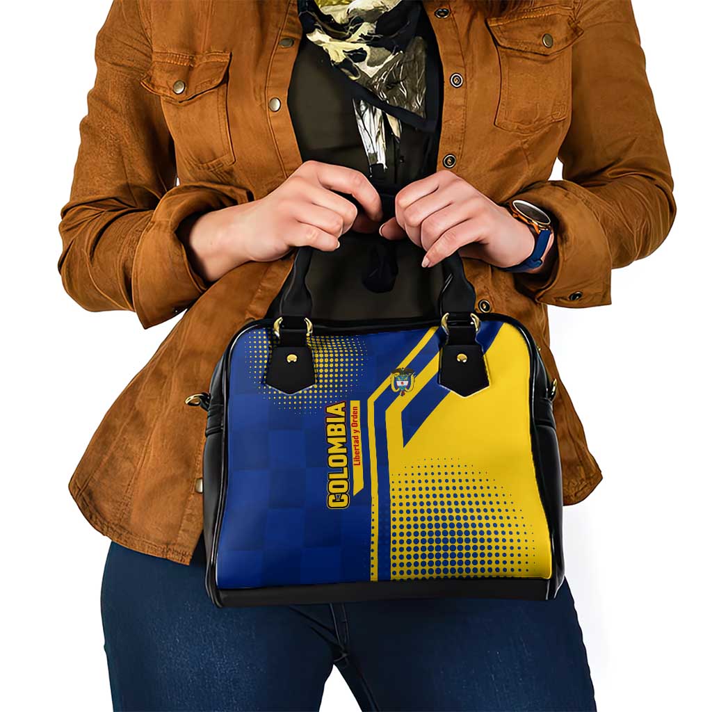 Colombia Flag Colors Shoulder Handbag with National Crest and Libertad y Orden Motto Design - Wonder Print Shop