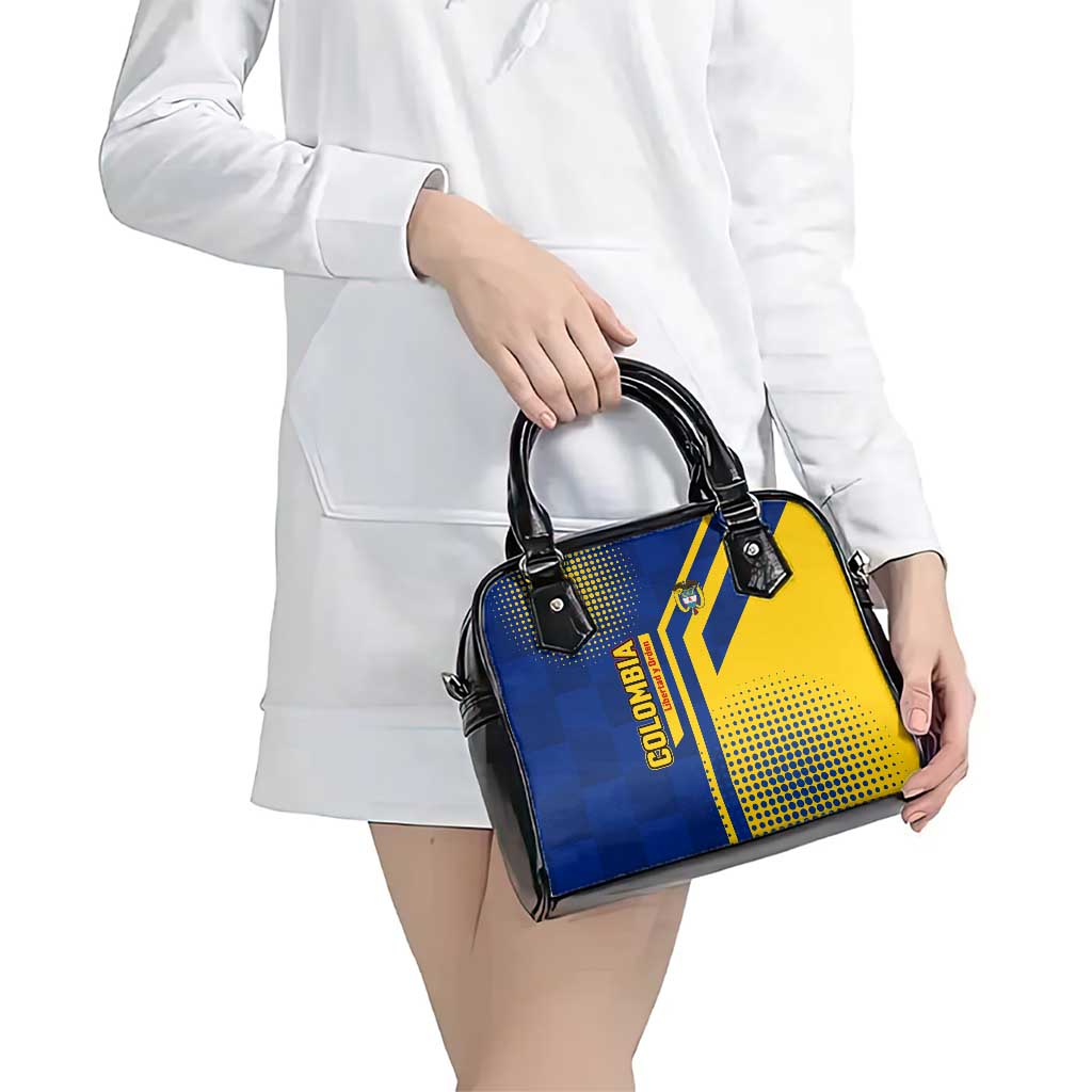 Colombia Flag Colors Shoulder Handbag with National Crest and Libertad y Orden Motto Design - Wonder Print Shop