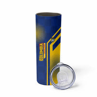 Colombia Flag Colors Skinny Tumbler with National Crest and Libertad y Orden Motto Design - Wonder Print Shop