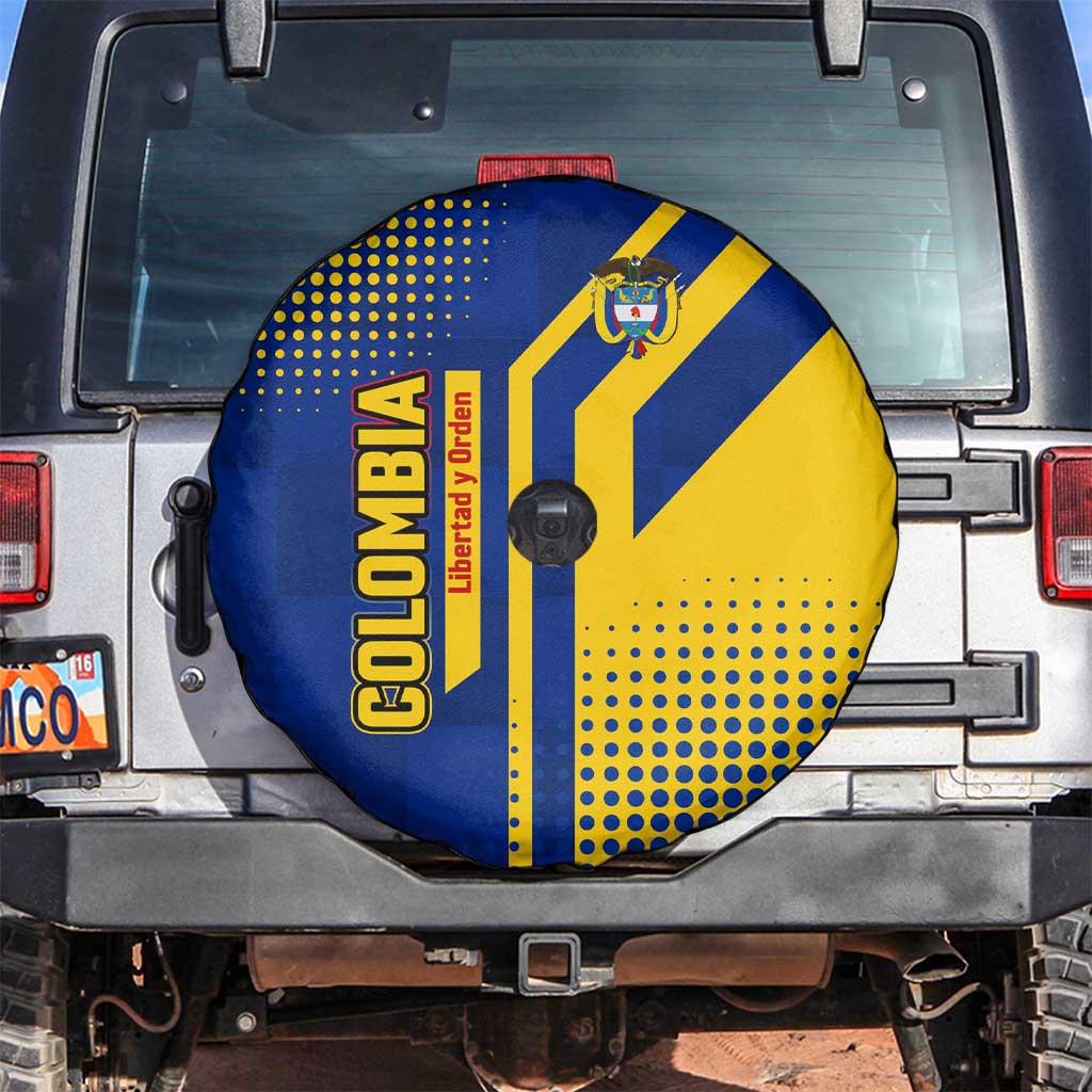 Colombia Flag Colors Spare Tire Cover with National Crest and Libertad y Orden Motto Design - Wonder Print Shop