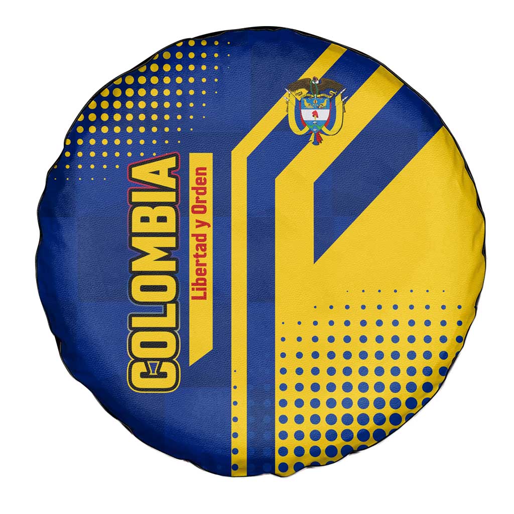 Colombia Flag Colors Spare Tire Cover with National Crest and Libertad y Orden Motto Design - Wonder Print Shop