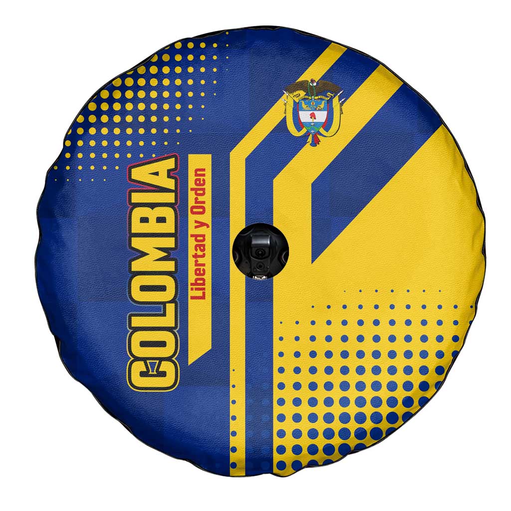 Colombia Flag Colors Spare Tire Cover with National Crest and Libertad y Orden Motto Design - Wonder Print Shop