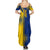 Colombia Flag Colors Summer Maxi Dress with National Crest and Libertad y Orden Motto Design - Wonder Print Shop