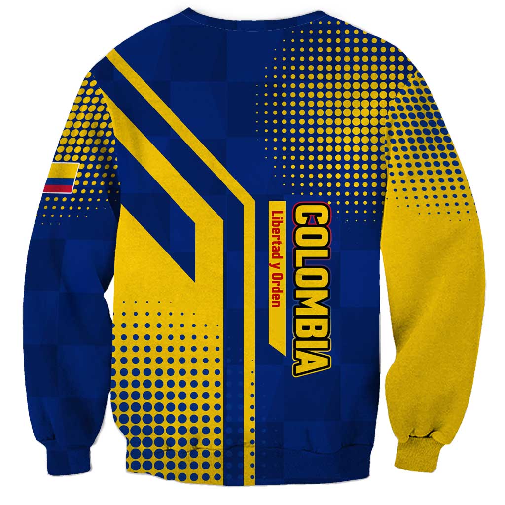 Colombia Flag Colors Sweatshirt with National Crest and Libertad y Orden Motto Design - Wonder Print Shop