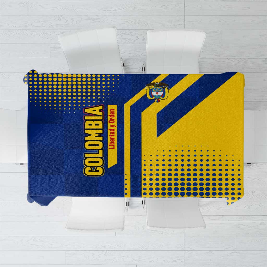 Colombia Flag Colors Tablecloth with National Crest and Libertad y Orden Motto Design - Wonder Print Shop