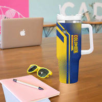 Colombia Flag Colors Tumbler With Handle with National Crest and Libertad y Orden Motto Design - Wonder Print Shop