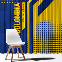 Colombia Flag Colors Window Curtain with National Crest and Libertad y Orden Motto Design - Wonder Print Shop