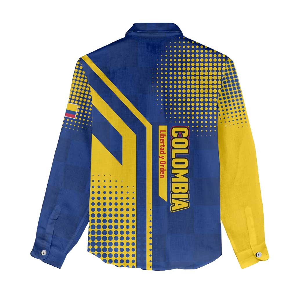 Colombia Flag Colors Women Casual Shirt with National Crest and Libertad y Orden Motto Design - Wonder Print Shop